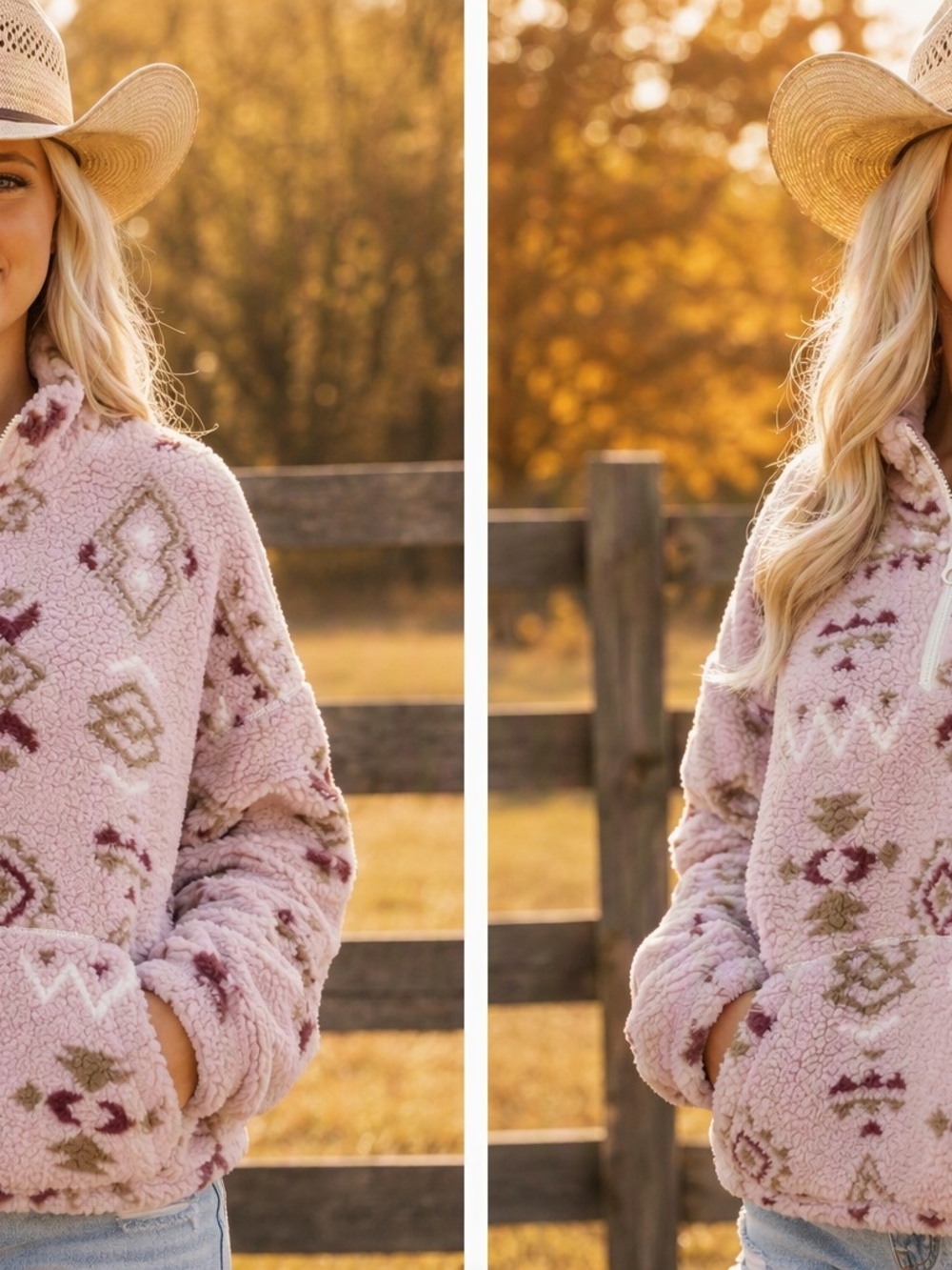 Dusty Rose Cozy Pink Aztec Sherpa Pullover Sweater